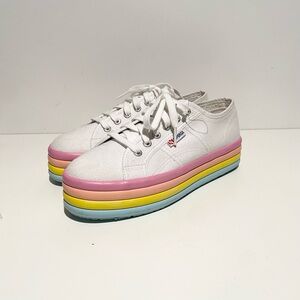 Superga‎ Women's White Multicolor Platform Sneakers 2790 Candy